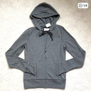 NWT Aerie Gray Zip Up Fitted Style Hoodie w/Embroidered Logo, Juniors Small